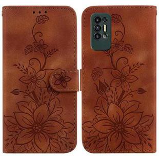 For Tecno Pova 2 Lily Embossed Leather Phone Case(Brown)