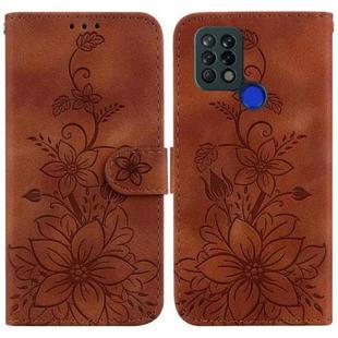 For Tecno Pova 4G / LD7 Lily Embossed Leather Phone Case(Brown)