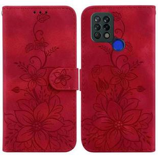 For Tecno Pova 4G / LD7 Lily Embossed Leather Phone Case(Red)