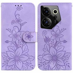 For Tecno Camon 20 Premier 5G Lily Embossed Leather Phone Case(Purple)