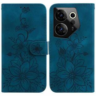 For Tecno Camon 20 Premier 5G Lily Embossed Leather Phone Case(Dark Blue)