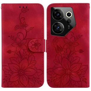 For Tecno Camon 20 Premier 5G Lily Embossed Leather Phone Case(Red)