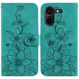 For Tecno Pova 5 Pro Lily Embossed Leather Phone Case(Green)