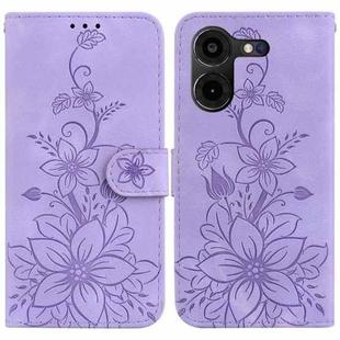 For Tecno Pova 5 Pro Lily Embossed Leather Phone Case(Purple)