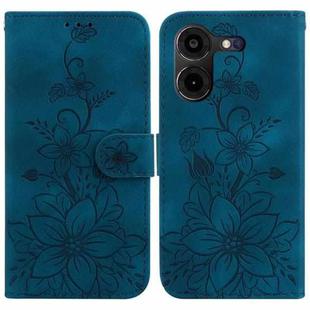 For Tecno Pova 5 Pro Lily Embossed Leather Phone Case(Dark Blue)