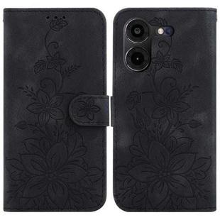 For Tecno Pova 5 Pro Lily Embossed Leather Phone Case(Black)