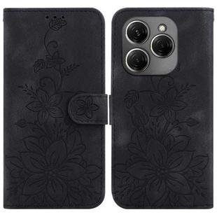 For Tecno Spark 20 Lily Embossed Leather Phone Case(Black)
