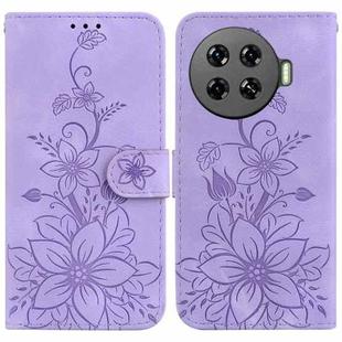 For Tecno Spark 20 Pro+ 4G Lily Embossed Leather Phone Case(Purple)