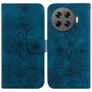 For Tecno Spark 20 Pro+ 4G Lily Embossed Leather Phone Case(Dark Blue)