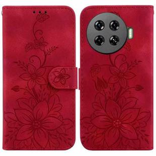 For Tecno Spark 20 Pro+ 4G Lily Embossed Leather Phone Case(Red)