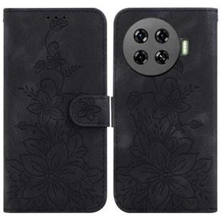 For Tecno Spark 20 Pro+ 4G Lily Embossed Leather Phone Case(Black)