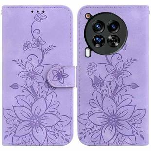 For Tecno Camon 30 Premier 5G Lily Embossed Leather Phone Case(Purple)