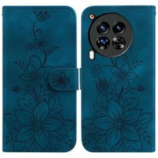 For Tecno Camon 30 Premier 5G Lily Embossed Leather Phone Case(Dark Blue)