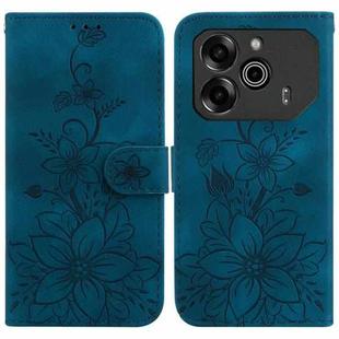 For Tecno Pova 6 5G / 6 Pro 5G Lily Embossed Leather Phone Case(Dark Blue)