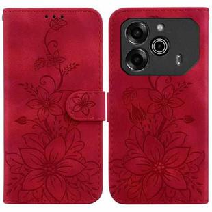 For Tecno Pova 6 5G / 6 Pro 5G Lily Embossed Leather Phone Case(Red)