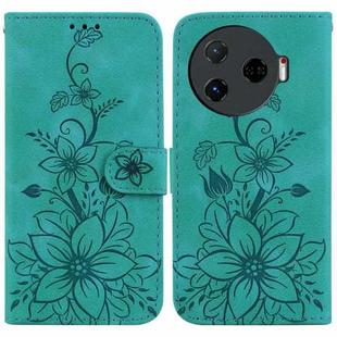 For Tecno Camon 30 Pro 5G / CL8 Lily Embossed Leather Phone Case(Green)