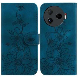 For Tecno Camon 30 Pro 5G / CL8 Lily Embossed Leather Phone Case(Dark Blue)