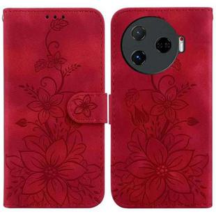 For Tecno Camon 30 Pro 5G / CL8 Lily Embossed Leather Phone Case(Red)