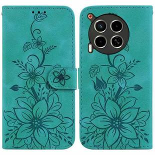 For Tecno Camon 30 4G / 5G / CL6 / CL7 Lily Embossed Leather Phone Case(Green)