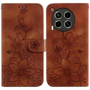 For Tecno Camon 30 4G / 5G / CL6 / CL7 Lily Embossed Leather Phone Case(Brown)