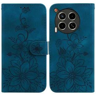 For Tecno Camon 30 4G / 5G / CL6 / CL7 Lily Embossed Leather Phone Case(Dark Blue)