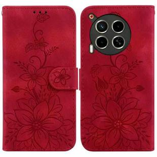 For Tecno Camon 30 4G / 5G / CL6 / CL7 Lily Embossed Leather Phone Case(Red)