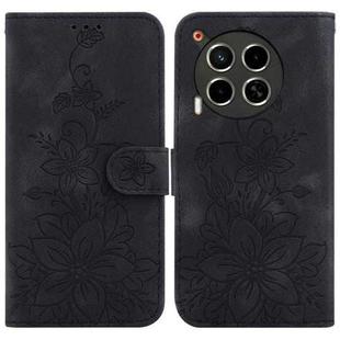 For Tecno Camon 30 4G / 5G / CL6 / CL7 Lily Embossed Leather Phone Case(Black)