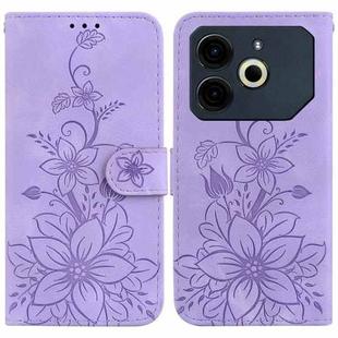 For Tecno Pova 6 Neo Lily Embossed Leather Phone Case(Purple)
