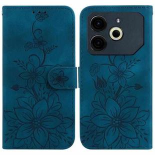 For Tecno Pova 6 Neo Lily Embossed Leather Phone Case(Dark Blue)