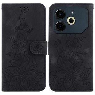 For Tecno Pova 6 Neo Lily Embossed Leather Phone Case(Black)
