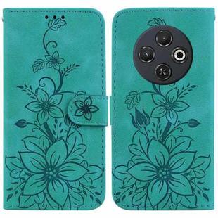 For Tecno Spark 30C Lily Embossed Leather Phone Case(Green)