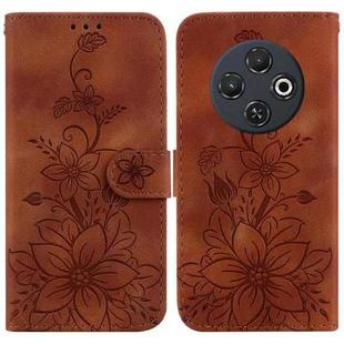 For Tecno Spark 30C Lily Embossed Leather Phone Case(Brown)