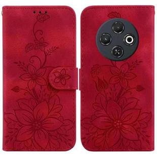 For Tecno Spark 30C Lily Embossed Leather Phone Case(Red)