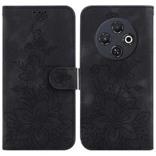 For Tecno Spark 30C Lily Embossed Leather Phone Case(Black)