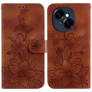 For Tecno Spark Go 1 / Pop 9 Pro Lily Embossed Leather Phone Case(Brown)