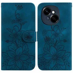 For Tecno Spark Go 1 / Pop 9 Pro Lily Embossed Leather Phone Case(Dark Blue)