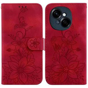 For Tecno Spark Go 1 / Pop 9 Pro Lily Embossed Leather Phone Case(Red)
