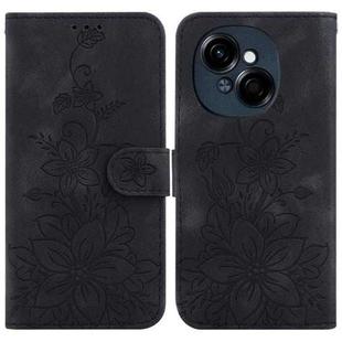 For Tecno Spark Go 1 / Pop 9 Pro Lily Embossed Leather Phone Case(Black)
