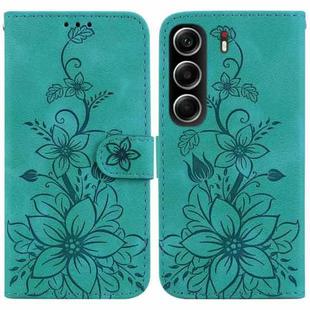 For Tecno Camon 40 Lily Embossed Leather Phone Case(Green)