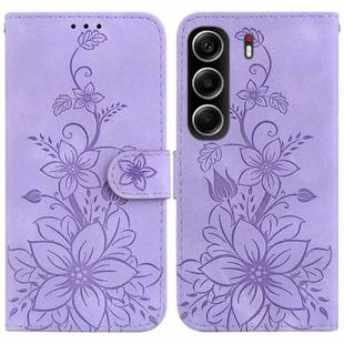 For Tecno Camon 40 Lily Embossed Leather Phone Case(Purple)