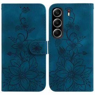For Tecno Camon 40 Lily Embossed Leather Phone Case(Dark Blue)