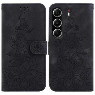 For Tecno Camon 40 Lily Embossed Leather Phone Case(Black)