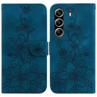 For Tecno Camon 40 Pro 4G Lily Embossed Leather Phone Case(Dark Blue)