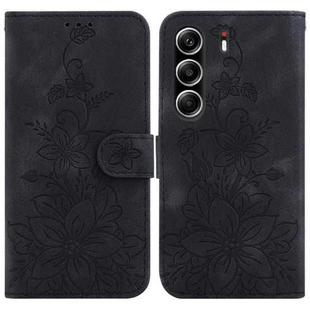 For Tecno Camon 40 Pro 4G Lily Embossed Leather Phone Case(Black)