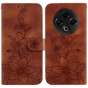 For Tecno Spark 30 4G Lily Embossed Leather Phone Case(Brown)