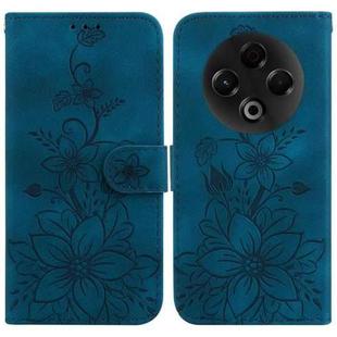 For Tecno Spark 30 4G Lily Embossed Leather Phone Case(Dark Blue)