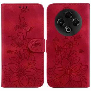For Tecno Spark 30 4G Lily Embossed Leather Phone Case(Red)