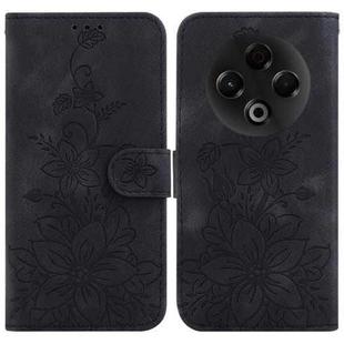 For Tecno Spark 30 4G Lily Embossed Leather Phone Case(Black)