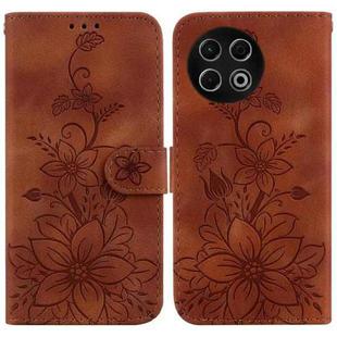 For Tecno Spark 30 Pro Lily Embossed Leather Phone Case(Brown)