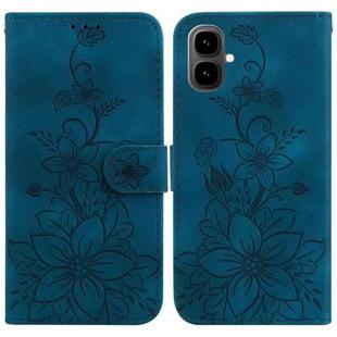 For Tecno Pop 10 / Spark Go 2 4G Lily Embossed Leather Phone Case(Dark Blue)